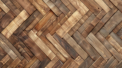 Wall Mural - Rustic wooden planks in a herringbone pattern.