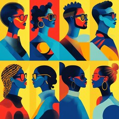 Colorful Abstract Portraits of Black Women in Sunglasses