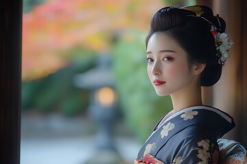 Wall Mural - Japanese woman in traditional kimono visit Yasaka Pagoda at Hokanji temple in Kyoto