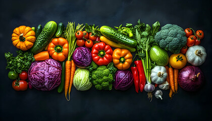 Vibrant vegetables on a dark background.