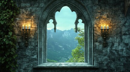 Wall Mural - Medieval Window View.