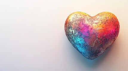 Wall Mural - A 3D heart with a grainy, colorful look, like something from the year 2000. It has a rough texture and a light and shadow effect, making it stand out against a white background.