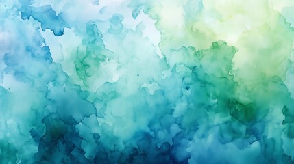 Poster - Enchanting teal, blue, and green watercolor evokes serenity and creativity, ideal for banners and backgrounds.