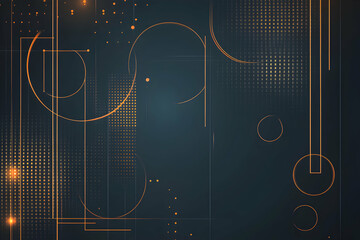 Abstract background with geometric shapes and patterns in gold and black.