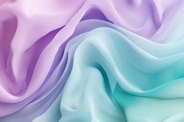 Wall Mural - Soft, flowing fabric with pastel lavender and aqua colors creates an elegant texture perfect for backgrounds or design projects.