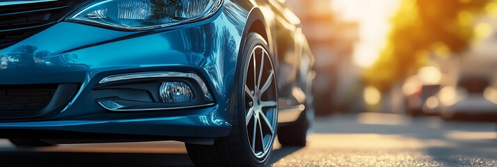 Wall Mural - Close-up of car headlight