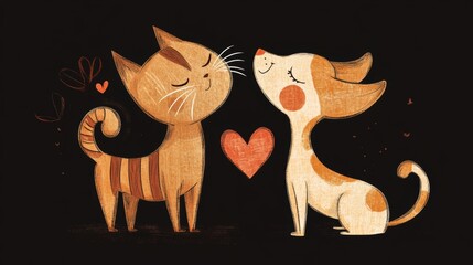 Poster - Cat and Dog Love.