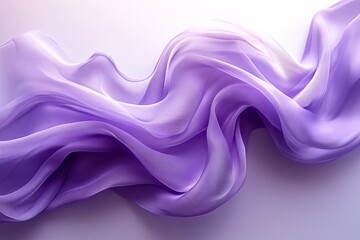 Poster - Soft lavender fabric drapes elegantly across a surface in gentle waves, illuminated by bright, diffused light. Generative AI