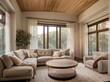 © free - Modern living room with large windows and sectional sofa