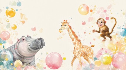 Poster - Animals & Bubbles.