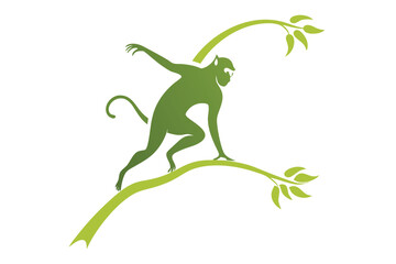 Wall Mural - Gibbon jump on tree E.eps