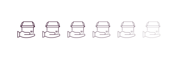 delivery outline icon. Linear vector from delivery concept. 6 different line style delivery icon included thin, light, regular, medium, bold, black