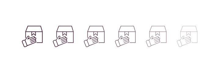 Poster - package outline icon. Linear vector from delivery concept. 6 different line style package icon included thin, light, regular, medium, bold, black