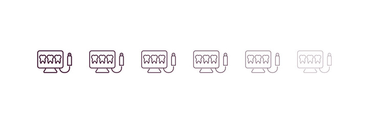 Poster - intraoral outline icon. Linear vector from dentist concept. 6 different line style intraoral icon included thin, light, regular, medium, bold, black.