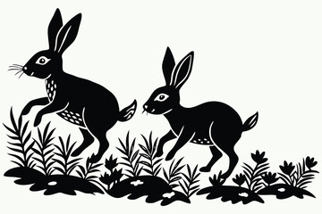 Sticker - Rabbits hopping through a field D.eps