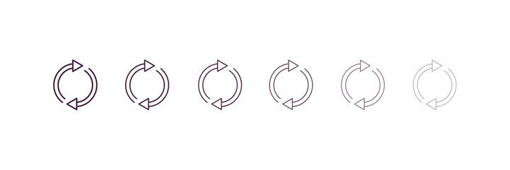 Poster - reload symbol outline icon. Linear vector from ecology concept. 6 different line style reload symbol icon included thin, light, regular, medium, bold, black