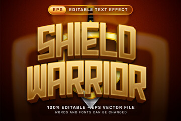 Poster - shield warrior 3d text effect with swords and shield illustration
