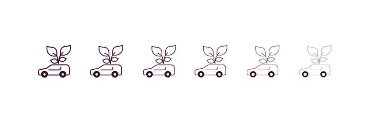 Poster - eco car outline icon. Linear vector from ecology concept. 6 different line style eco car icon included thin, light, regular, medium, bold, black