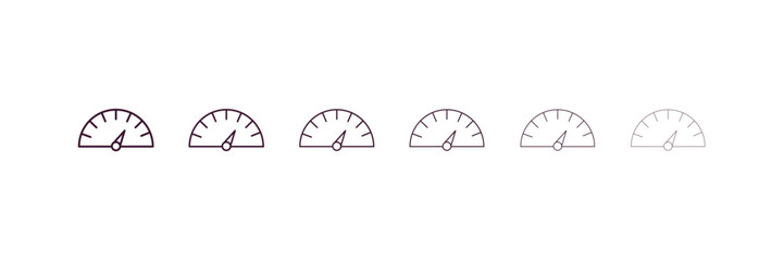 Poster - speedometer outline icon. Linear vector from entertainment concept. 6 different line style speedometer icon included thin, light, regular, medium, bold, black