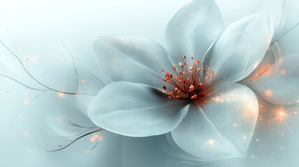 Wall Mural - A delicate, ethereal flower with soft petals and glowing accents.