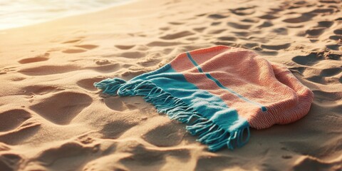 Canvas Print - A beach towel on warm sand 