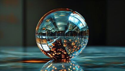 Elegant glass sphere with reflective surfaces, ideal for design inspiration and artistic ventures