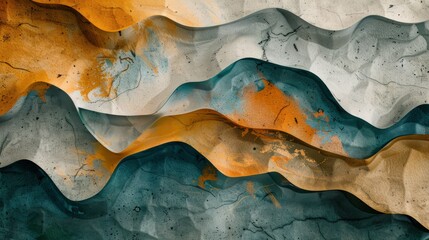 Wall Mural - Abstract Wavy Pattern with Organic Textures and Earthy Hues