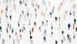 © Alex - Focused image of miniature figures walking on a white background, representing crowd dynamics and social behavior.