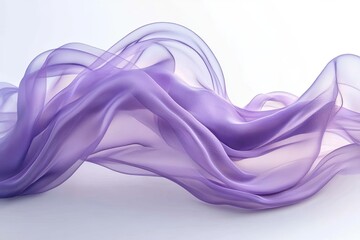 Poster - Flowing purple fabric gracefully undulates against a clean white background, capturing a sense of elegance and motion. Generative AI