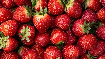 Poster - Fresh Uncleaned Strawberries Top View : Generative AI