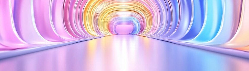 Wall Mural - A vibrant, colorful tunnel with smooth walls creates an ethereal and inviting atmosphere, perfect for artistic backgrounds.
