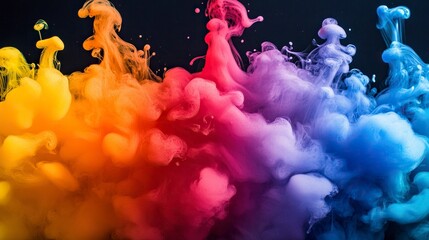 Wall Mural - Paint Splash Colore Smoke Water Absrtact Creative Art Background Wallpaper .generative ai