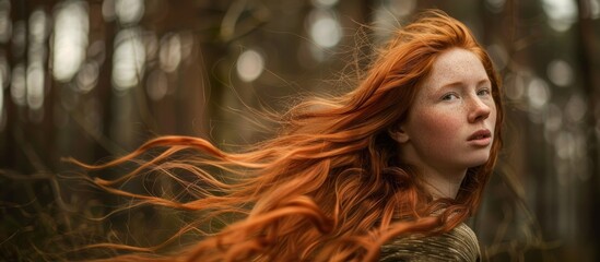 Canvas Print - Redhead Woman in the Woods