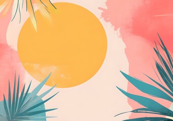 Wall Mural - Abstract Summer Background With Palm Leaves