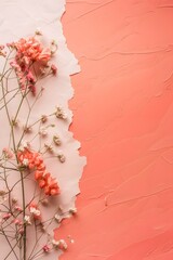 Wall Mural - Pink Flowers on White and Orange Background