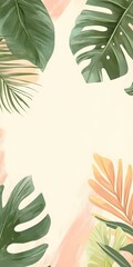 Canvas Print - Tropical Leaves Background Illustration