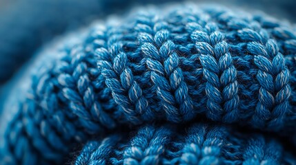 Aufkleber - Blue Knitted Fabric Texture Background : Generative AI