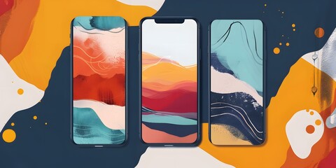 Sticker - Abstract Phone Mockup with Modern Minimalist Design