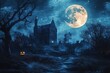 © Сергей Косилко - A gloomy Halloween night with a full moon in the background