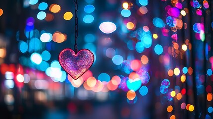 Leinwandbilder - Colorful Heart Shaped Bokeh : Generative AI