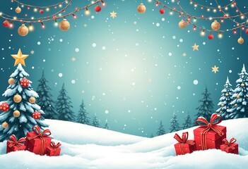 Wall Mural - New Year and Christmas card, graphic advertising backgrounds in a 2D illustrator style