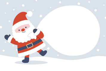 Wall Mural - Christmas vector background with Santa Claus with gift bag for banners, cards, flyers, social media wallpapers, etc.