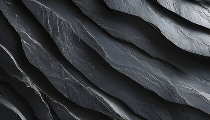 Wall Mural - elegant black textured stone slate pattern creating a sophisticated background atmosphere