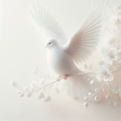 Wall Mural - white dove on a white background