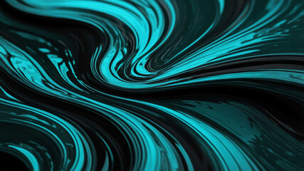 Black and teal swirling rivers with glossy sheen background