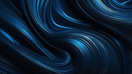 Dark blue swirling lines with silky metallic texture background