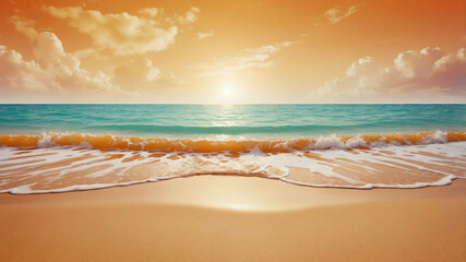 Wall Mural - Orange tropical beaches with soft gradient background