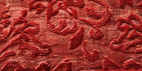 Classic Style Fabric Background Featuring Vintage Red Carpet Texture