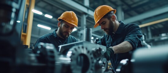 Two Industrial Workers Examining a Machine