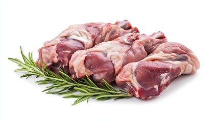 Wall Mural - Fresh raw rabbit meat, on white background